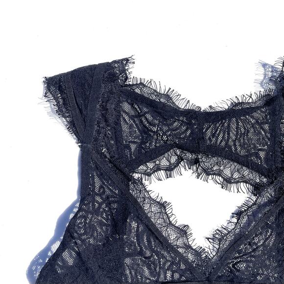 For Love And Lemons Skivvies Black Lace Bralette Bra Womens Large - Picture 2 of 7